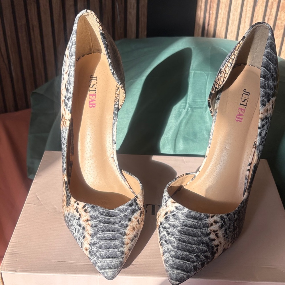 JustFab Snakeskin Patterned Heels